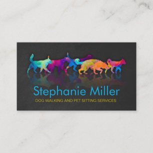 Fun Colourful Dogs - Dog Walker Business Card