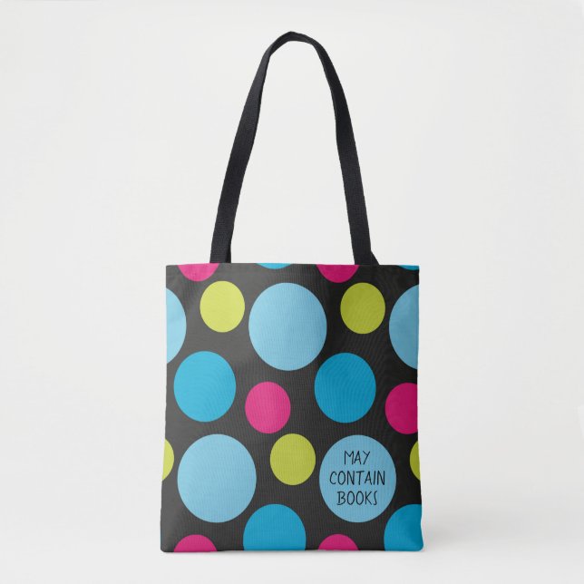 Fun Colourful Dots Pattern Hot Pink Turquoise Blue Tote Bag (Front)