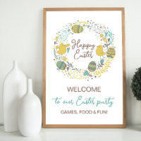 Fun Colourful Easter Brunch Egg Hunt Welcome Sign