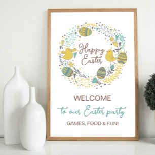 Fun Colourful Easter Brunch Egg Hunt Welcome Sign