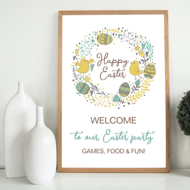 Fun Colourful Easter Brunch Egg Hunt Welcome Sign (Creator Uploaded)