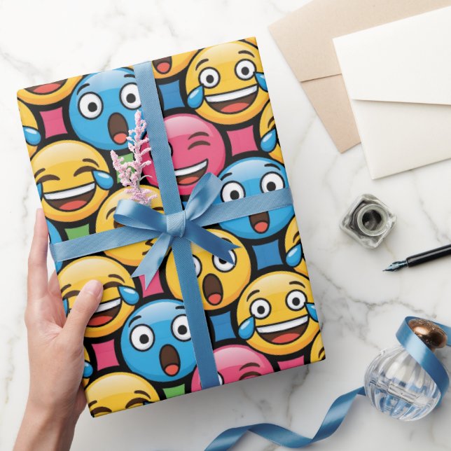 Fun Colourful Emoji Faces Wrapping Paper (Gifting)