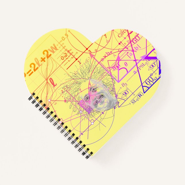 Fun Colourful Equations Geometric Designs Heart Notebook (Front)