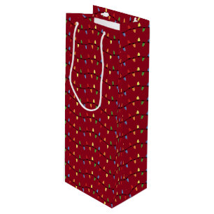 Fun Colourful Festive Holiday Tree Lights Pattern Wine Gift Bag