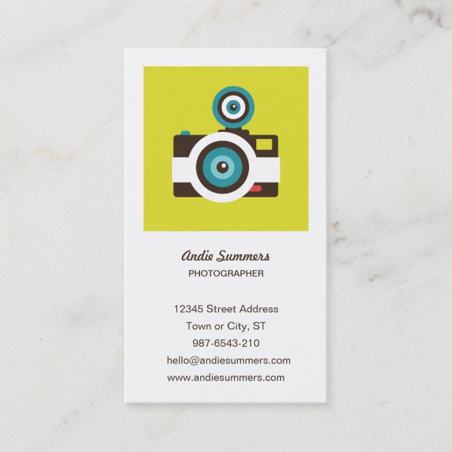 Fun Colourful FishEye Camera Photographer Business Card (Front)
