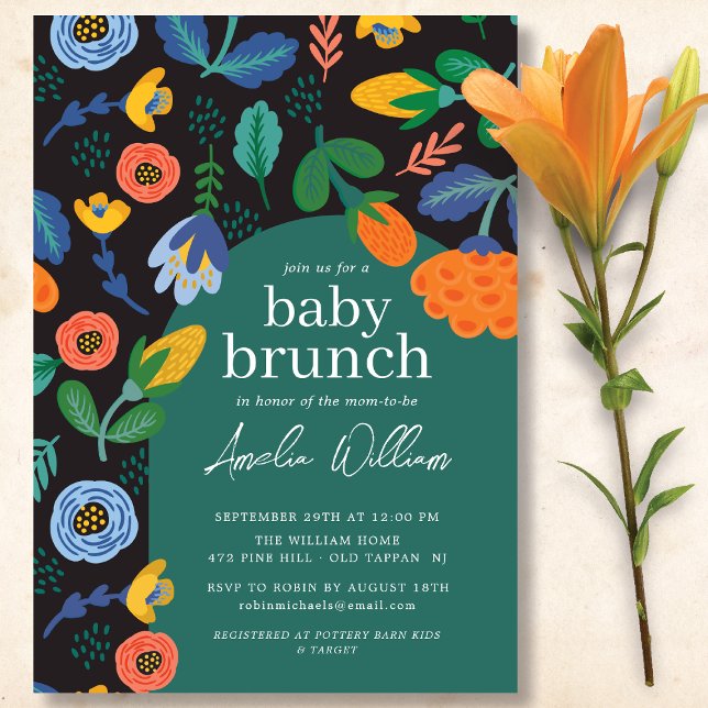 Fun Colourful Floral Baby Brunch Invitation (Creator Uploaded)