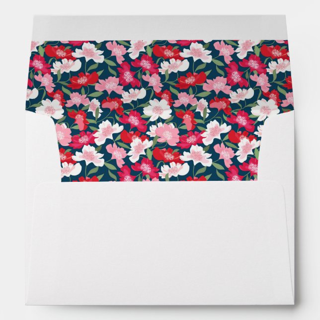 Fun Colourful Floral Pattern Custom Return Address Envelope (Back (Bottom))