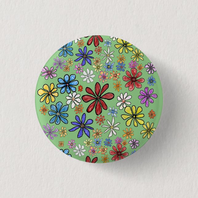 Fun Colourful Flowers 3 Cm Round Badge (Front)