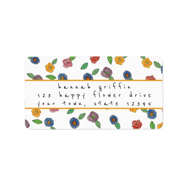 Fun Colourful Flowers Return Address Label (Front)