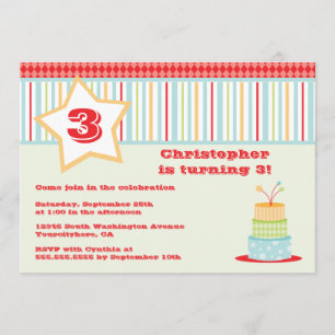 Fun colourful funky star birthday party invitation