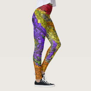 Fun Colourful Geometric Abstract Blocks Leggings
