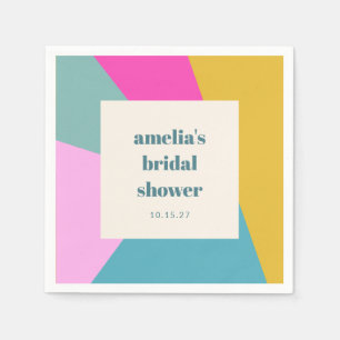 Fun Colourful Geometric Unique Custom Bridal Showe Napkin