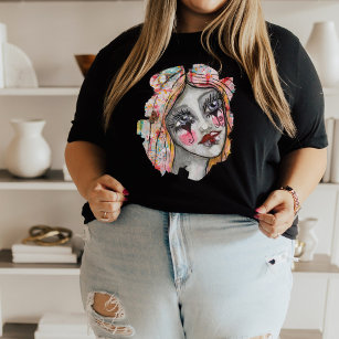Fun Colourful Girl Woman Whimsical Quirky Artsy  Plus Size T-Shirt