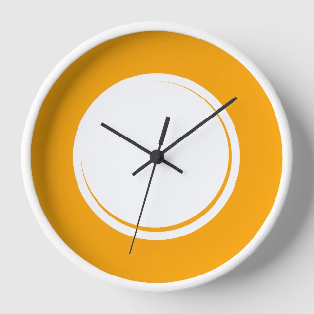 Fun Colourful Golden Yellow Rim Shadow White Centr Clock (Front)