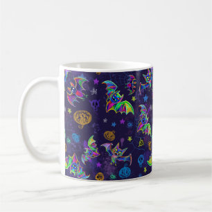 Fun colourful Halloween neon bats Coffee Mug