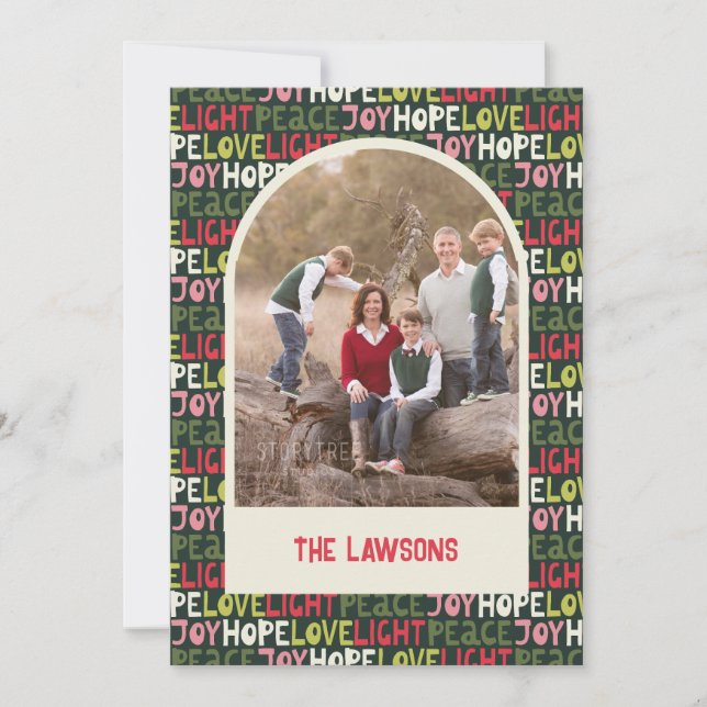 Fun Colourful Holiday Lettering Arch Photo Card (Front)