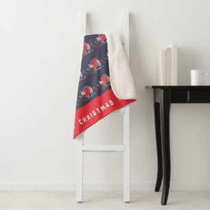 Fun colourful holiday modern sloth christmas sherpa blanket