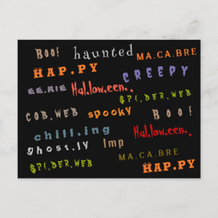 Fun & Colourful Holiday Typography Halloween Spiri Postcard