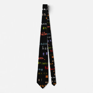Fun & Colourful Holiday Typography Halloween Spiri Tie