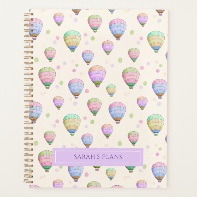 Fun colourful hot air balloons pattern planner (Front)
