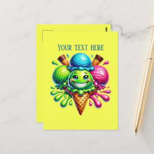 Fun colourful ice cream add text postcard