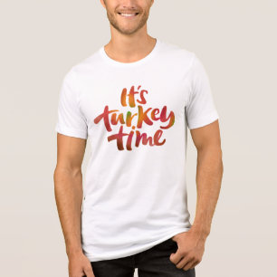Fun Colourful It's Turkey Time Thanksgiving Dinner Tri-Blend Shirt