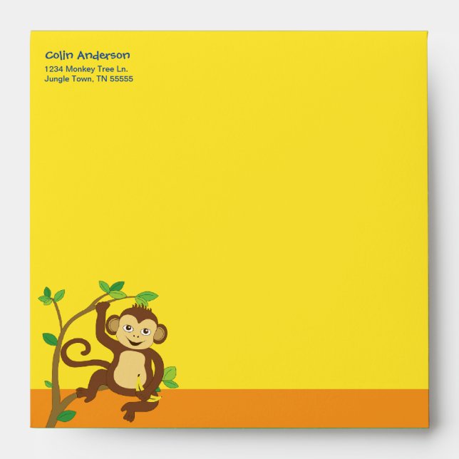 Fun Colourful Little Monkey Envelope (Front)