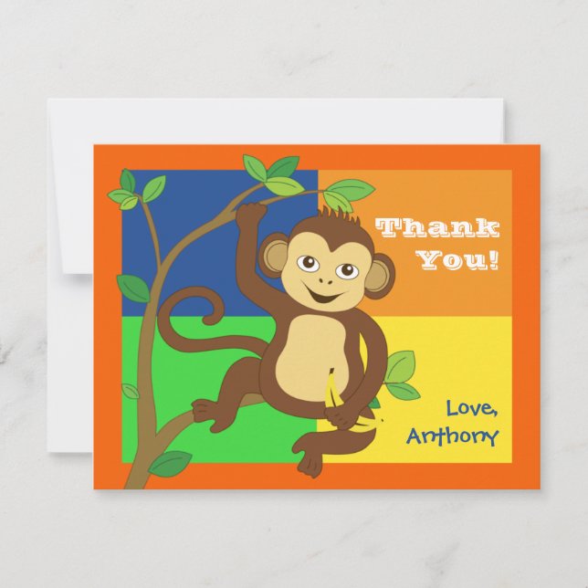 Fun Colourful Little Monkey Note Card (Front)