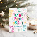 Fun Colourful Making Spirits Bright' Christmas Holiday Card<br><div class="desc">Brighten up someones Christmas with this fun modern holiday card! Design features colourful lettering that reads 'Making Spirits Bright',  framed with hand drawn cocktails and stars. Simply customise the season greeting,  name and year.</div>