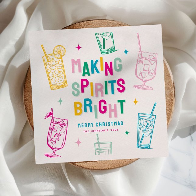Fun Colourful Making Spirits Bright' Christmas Napkin (Creator Uploaded)