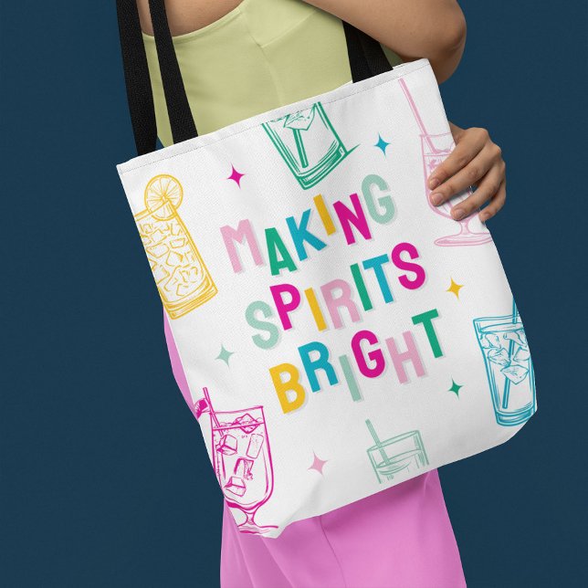 Fun Colourful Making Spirits Bright' Christmas Tote Bag (Creator Uploaded)
