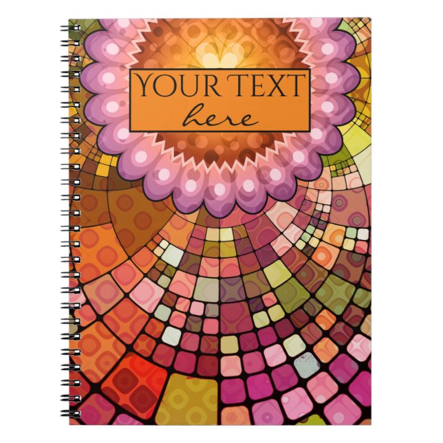 Fun Colourful Mandala Mosaic Abstract Art Notebook (Front)