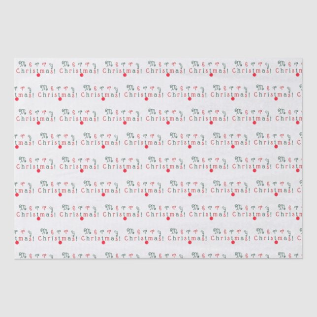 Fun Colourful Merry Christmas and Ornament Pattern Tissue Paper (Front)