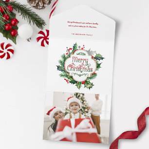 Fun Colourful Merry Christmas Holly Script All In One Invitation
