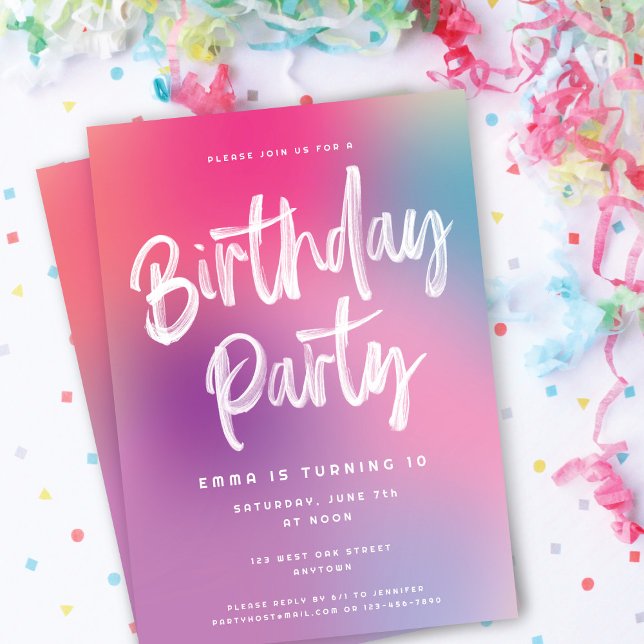 Fun Colourful Modern Ombré Kids Birthday Party Invitation (Fun Colorful Modern Kids Birthday Party Invitation)