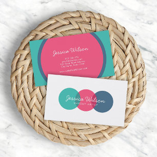 Fun Colourful Modern Overlap Circles Teal Pink Blu Business Card