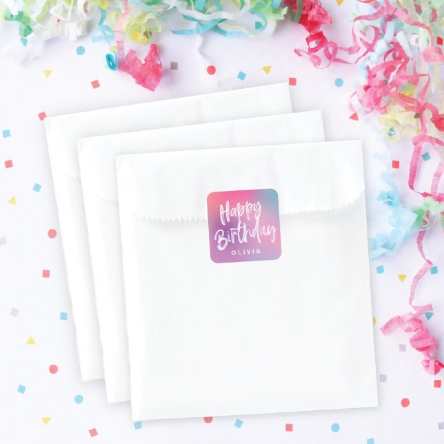 Fun Colourful Modern Sweet Sixteen Birthday Party Square Sticker (Creator Uploaded)