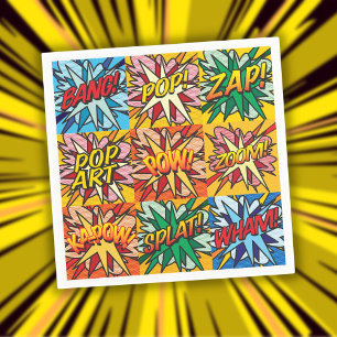 Fun Colourful Modern Typographic Comic Book Napkin