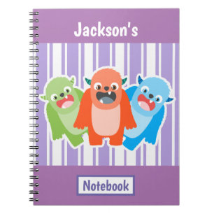 Fun Colourful Monsters Personalised Kids Notebook