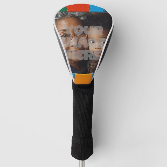 Fun Colourful Mosaic Border Pattern for Your Photo Golf Head Cover (Front)