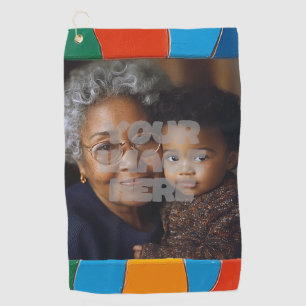 Fun Colourful Mosaic Border Pattern for Your Photo Golf Towel