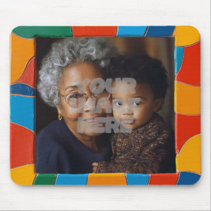 Fun Colourful Mosaic Border Pattern for Your Photo Mouse Pad
