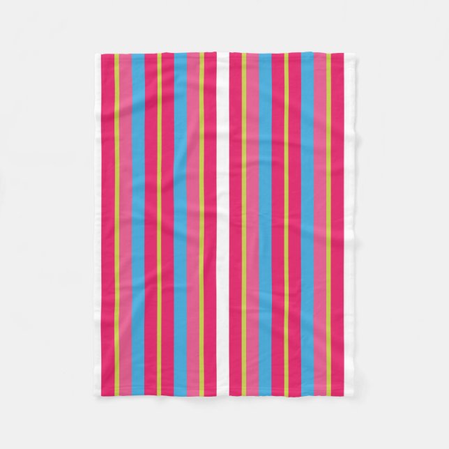 Fun Colourful Multi Stripes Fleece Blanket (Front)