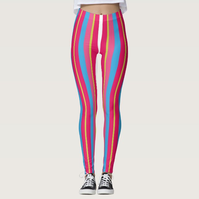 Fun Colourful Multi Stripes Leggings (Front)