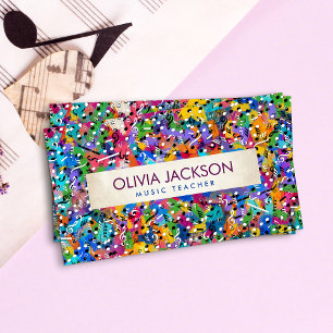Fun Colourful Music Notes pattern Business Card
