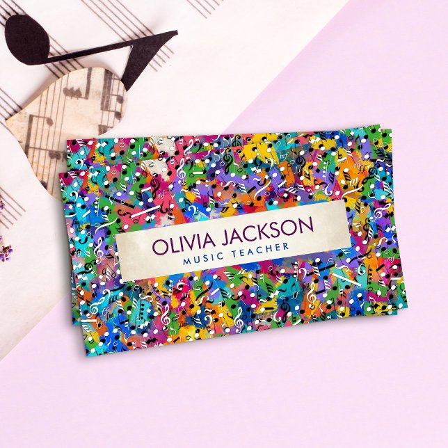Fun Colourful Music Notes pattern  Business Card (Creator Uploaded)