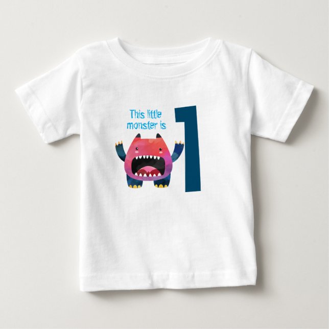 Fun colourful my little monster first birthday bab baby T-Shirt (Front)