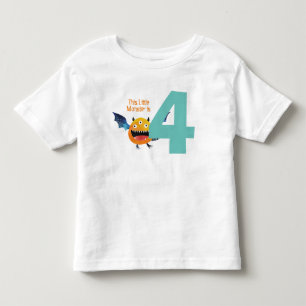 Fun colourful My Little Monster is 4 birthday  Toddler T-Shirt