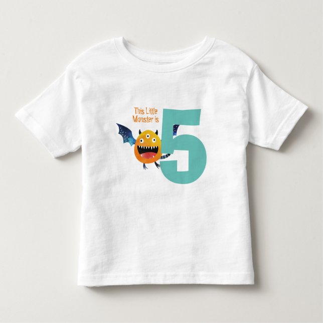 Fun colourful My Little Monster is 5 birthday   Toddler T-Shirt (Front)