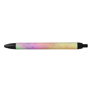 Fun Colourful Ombre Pastel Mermaid Pattern Black Ink Pen